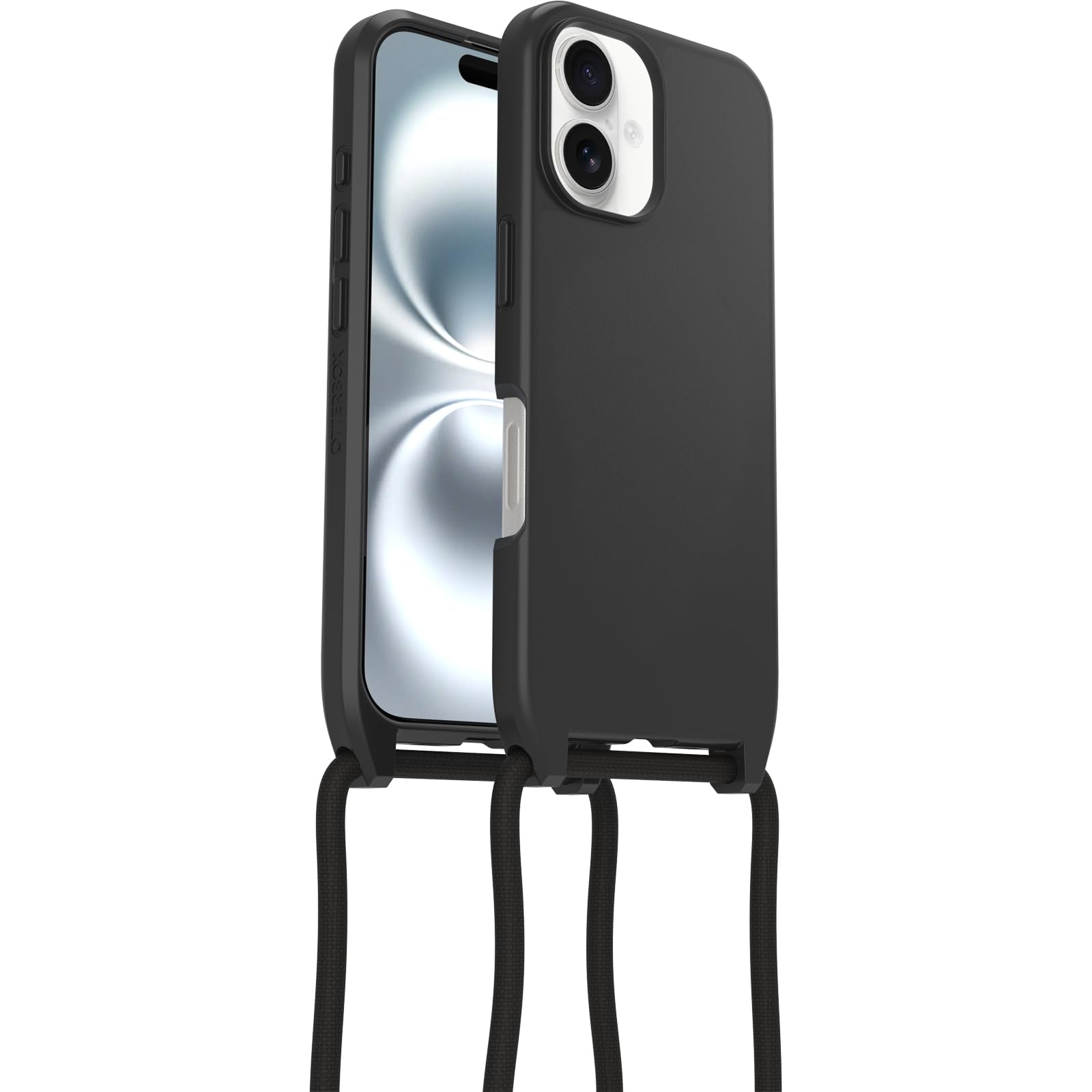 OtterBox React Series Necklace MagSafe Case for iPhone 16, Ultra-Slim, Protective Case with Adjustable and Detachable Necklace Strap, Tested to Military Standard, Black