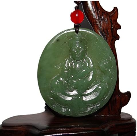 Yan Jade 2" China Certified Nature Hetian Nephrite Blessing Sitting Kwan-yin Necklace Pendants