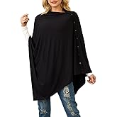 Ferand Women's Lightweight Poncho Tops Versatile Buttoned Shawl Wraps for Spring Summer