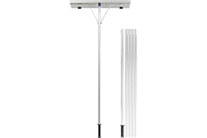 Ｂｅｓｇａ Snow Pusher Roof Snow Rake Lightweight Removal Tool with Two Wheels Adjustable Telescoping for House Roof Driveway Wet 