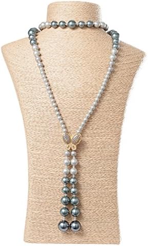 Romantic Time Butterfly Clasp Pendant Gradient Grey Color Strand Necklaces Beads Fashion Jewelry