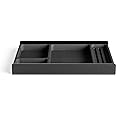 Raico Desk Tray Organiser Drawer with Compartments Catchall Valet Pen Tray Drawer for Desktop Storage Stationery Organizer (Dark Aluminium + Natural Cork Color)
