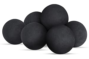 FlameDuty Ceramic Fire Balls for Fire Pit, Set of 6 Round Fire Stones Reusable Fireplace Balls for Gas Fireplace or Indoor and Outdoor Fire Pits Accessory,Decorative Balls 5 Inch fire Pit Balls,Black
