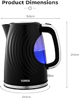 Tower T10083BLK Sonar Textured Kettle 1.7L 3000W Blue Light 360 Base view 6