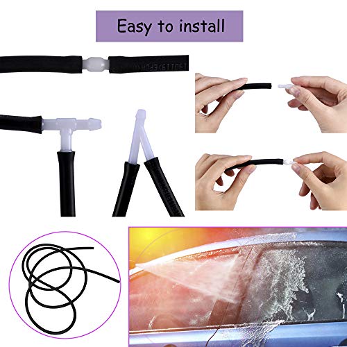 BingSnow 7 Pcs Windshield Washer Hose Nozzle Connector Kit - 250cm Washer Fluid Hose with 6 Pcs Hose Nozzle Connectors(White) for Most Car