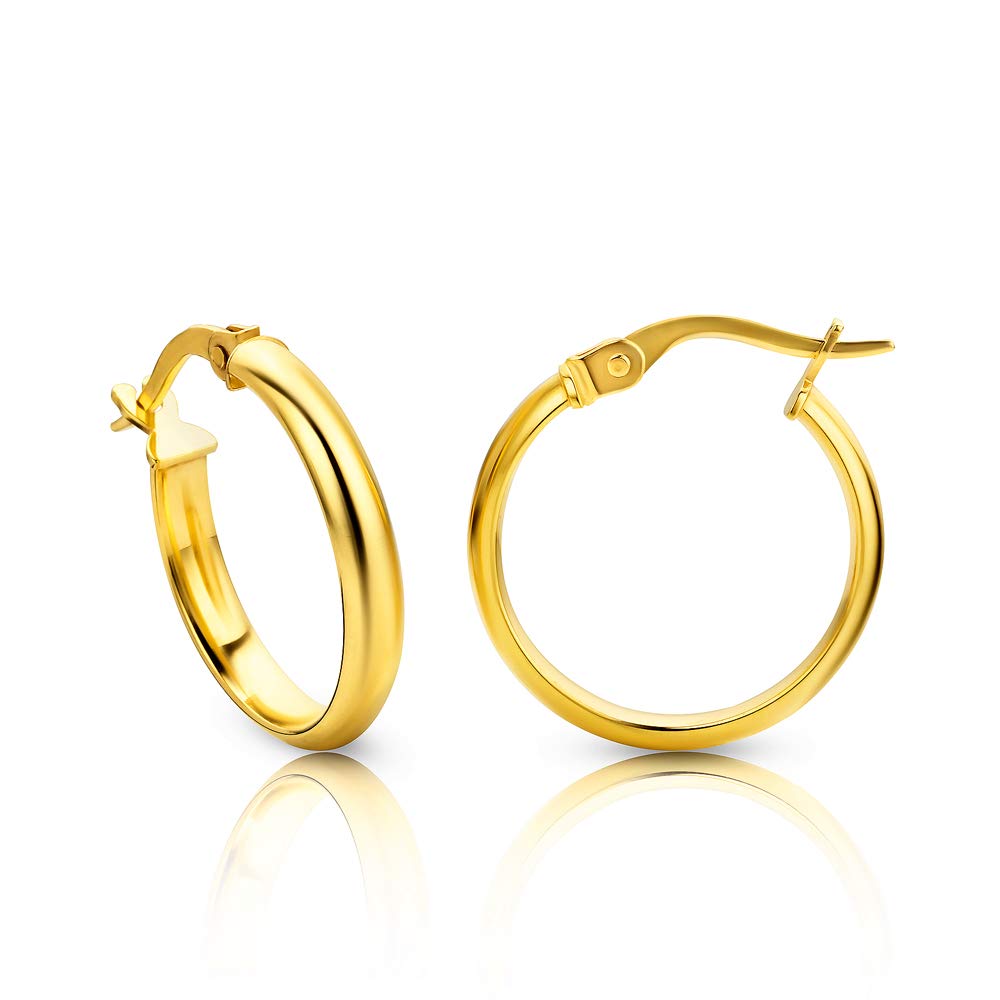 Orovi Yellow Gold Earrings for Women in 14 Carat Gold, Hypoallergenic Earrings - handmade hoops with jewellery box - Made in Italy