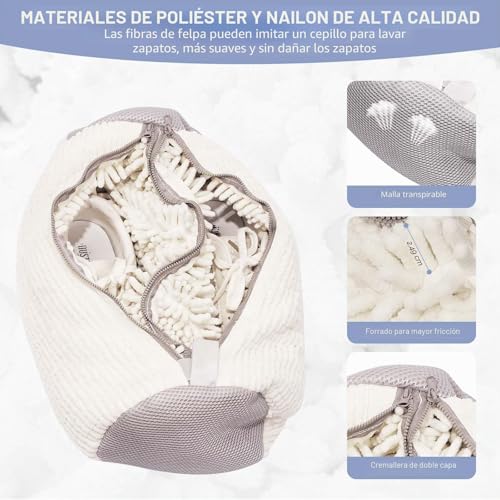 Shoe Washing Bag Machine Reusable Double Zipper Laundry Cleaning Shoe Bag for Washing Clothes Mesh Bag for Sneaker Cleaning