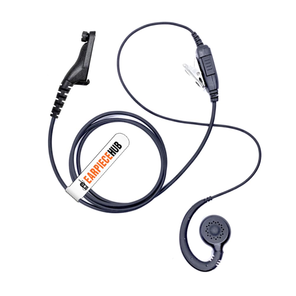 C Shape Compatible with Motorola DP3400 DP3600 DP4400 DP4600 Multi-pin In-line PTT Microphone Swivel Style Earpiece Police Security Headset PTT Microphone For 2 Way Radio.