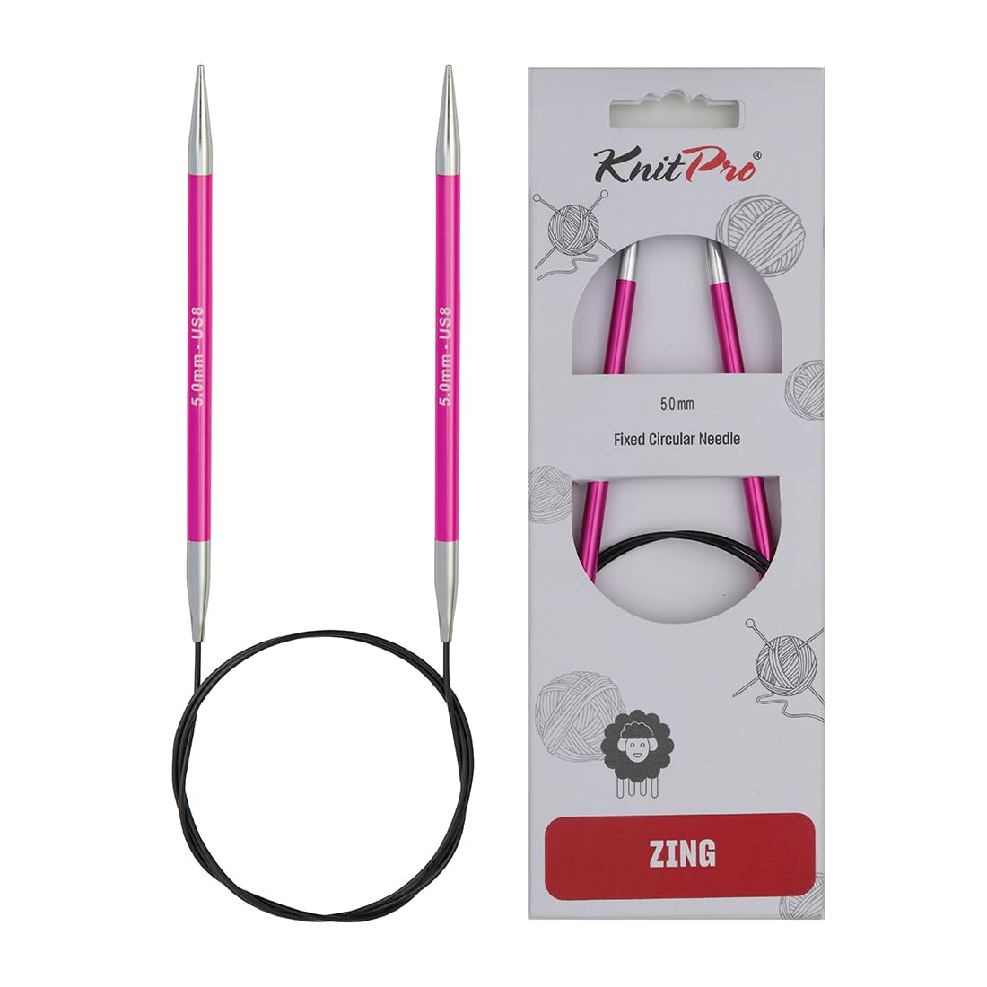 KnitPro Zing Fixed Circular Needles 40" (100cm) | Size 5.00mm