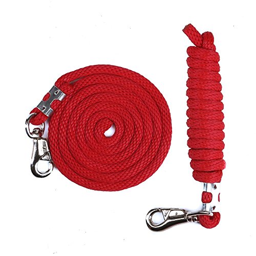 Ravenox Lead Ropes for Horses | 5/8-Inch MFP Rope Horse Lead (Red-Bull Snap)