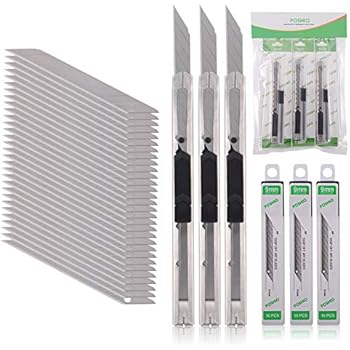 FOSHIO Lockable 9mm Utility Knife with 30 Degree Carbon Steel Snap-Off Spare Blades Auto Wrap Vinyl Cutter Craft Knife Tint Film Hand Tools