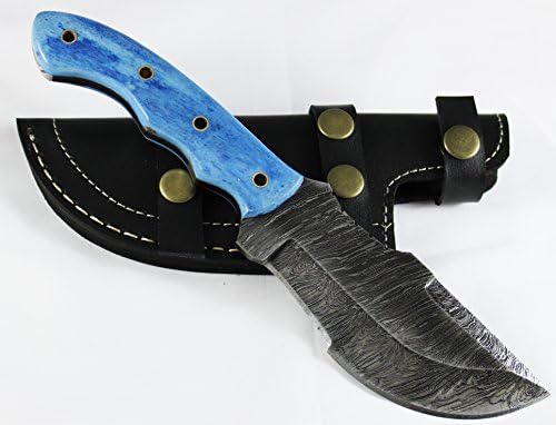 Moorhaus Handmade Damascus Camel Bone Knife with Leather Sheath