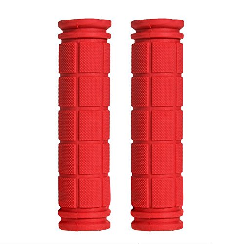 Delight eShop Handlebar Grips (120mm), Rubber Handlebar End Grips for MTB BMX Road Mountain Bike (1 pair) (Red)
