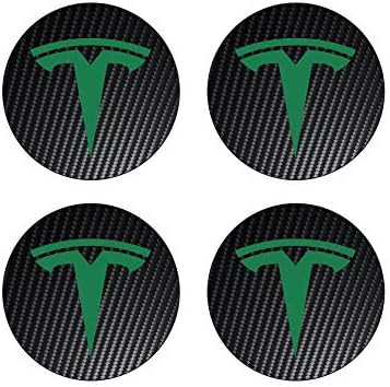 luluda 4X 56mm Tesla Badge Carbon Center Caps Hub Alloy Rims Wheel Stickers