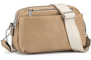 POIUGOYA Crossbody Bags for Women Trendy, Multi-Pocket Crossbody Purse, Leather Women's Shoulder Handbags with Wide Strap