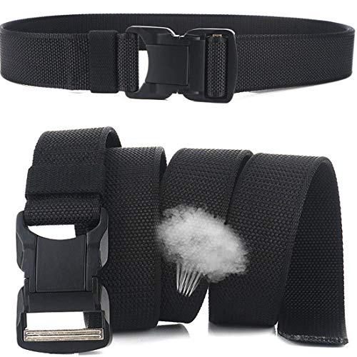 QAZSE Quick Release Nylon Tactical Belt Heavy Duty Web Belt for Men 1.5inch (Black, Large-For waist 42-46\