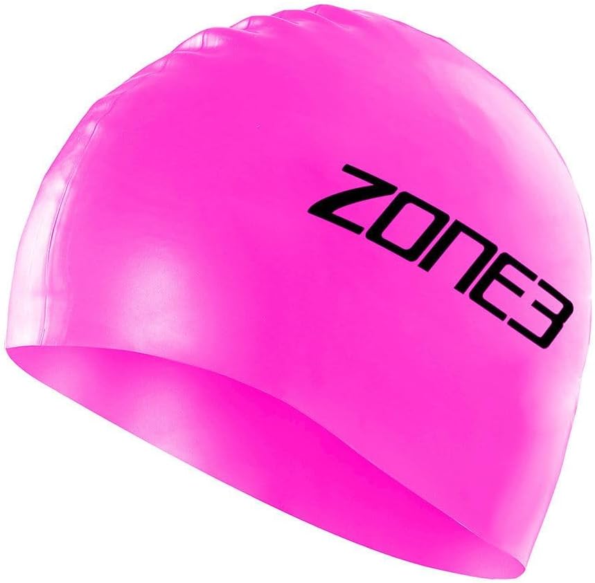 ZONE3 Silicone Swim Cap Hi-Vis Pink 48g Waterproof Unisex