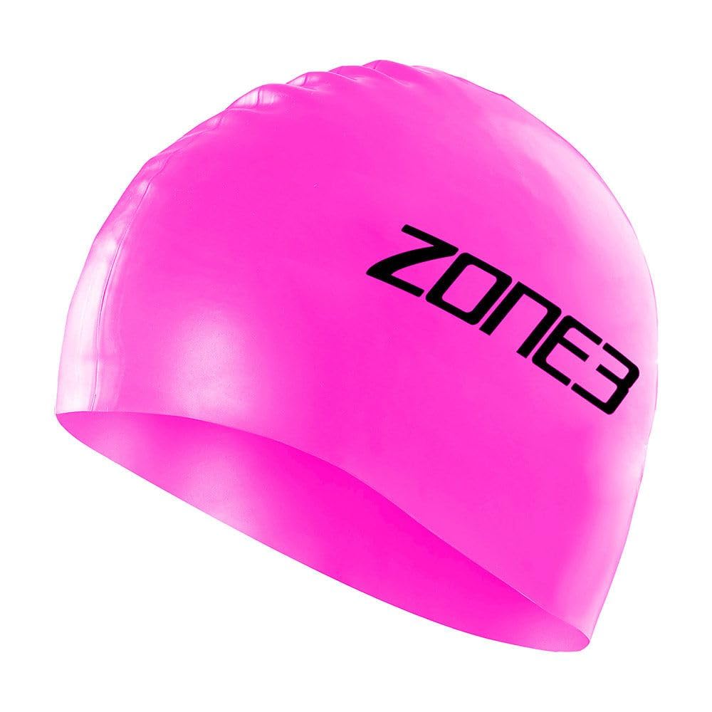 ZONE3 Silicone Swim Cap - 48g Hi-Vis Pink Waterproof Swimming Hat