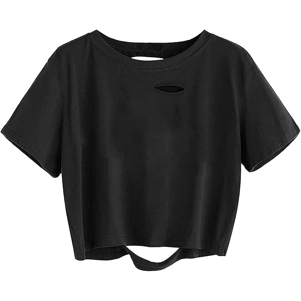 SOFIA'S CHOICE Women's Graphic Crop Tops Distressed Tshirt Short