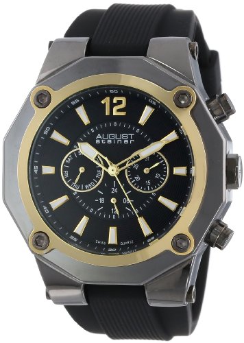 August Steiner Men's AS8080YG Swiss Multi-Function Gold-Tone Silicone Strap Watch