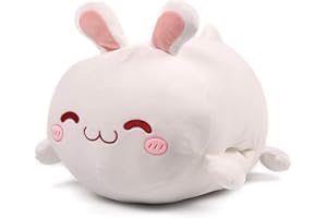 ARELUX Bunny Plush Pillow Stuffed Animal Snuggly Pillow Cute Plush Toy Snuggle Buddy Rabbit Plushie Kawaii Soft Hugging Pillow for Kids Boys Girls 17.7in