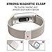 POY Metal Replacement Bands Compatible for Fitbit Charge 3 Fitness Activity Tracker, Milanese Loop Stainless Steel Bracelet Strap Unique Magnet Lock Women Men, Small Champagne