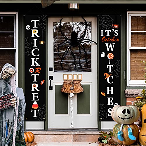 INLUCK Halloween Decorations Outdoor Indoor,Halloween Decor Porch Signs,Halloween Banners for Front Door or Indoor Home Decor,Halloween Welcome Signs,Trick or Treat & It\'s October Witches