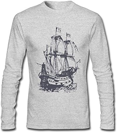 CHSMGS Men Pirate Ship Long Sleeve Tee Best Screw Neck