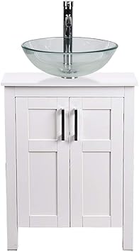 24 Inch Bathroom Vanity And Sink Combo White Modern Mdf Board Countertop Vessel Sink With Water Saving 1 5 Gpm Faucet And Pop Up Darin Bathroom Cabinet No Mirror Vanity 61 Amazon Com