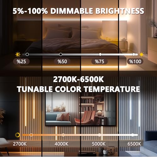 V4light - Tira de luz LED de silicona de 16.4 pies, tira de luz LED flexible de emisión superior, 2700 K a 6500 K, blanco sintonizable, CRI90, 12 V de bajo voltaje, regulable debajo del gabinete y kit