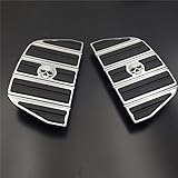 HK Motorcycle Chrome Skull Zombie Passenger Footboard Insert Kit Traditional Shape TOURING FLHT FLT FLTR FLHR FLHS SOFTAIL FLSTC FLSTN FLSTF FLSTS DYNA FLD MODELS WITH D STYLE FOOTBOARDS