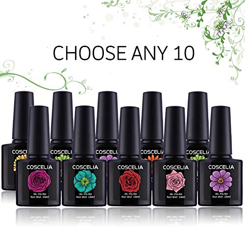 Coscelia Pick Any 10 Colors 0.34 fl.oz Soak off UV LED Gel Nail Polish Set Varnish Nail Manicure Kit