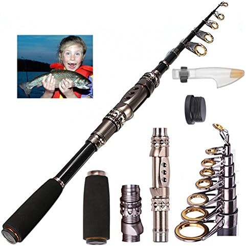 Pagreberya Ultra Short Telescopic Fishing Pole - Carbon Fishing Rod for Outdoors Saltwater Freshwater Camping Backpacking Travel Mate Hunting Inshore - Sea Fly Lure Fishing Spinning Casting Stick