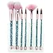 Glitter Makeup Brush Set, Coshine 7pcs Blue Crystal Glitter Makeup Brushes, Acrylic Handle Nylon Hair Makeup Tool Set With Crystal Glitter Pouch