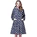 Tonfei Women's Lightweight Raincoat Waterproof Packable Rain Jacket Cute Polka Dot Hood Long Rain Coat (Blue)