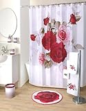 Prelude Floral Rose Fabric Shower Curtain, 70 X 71 Inches