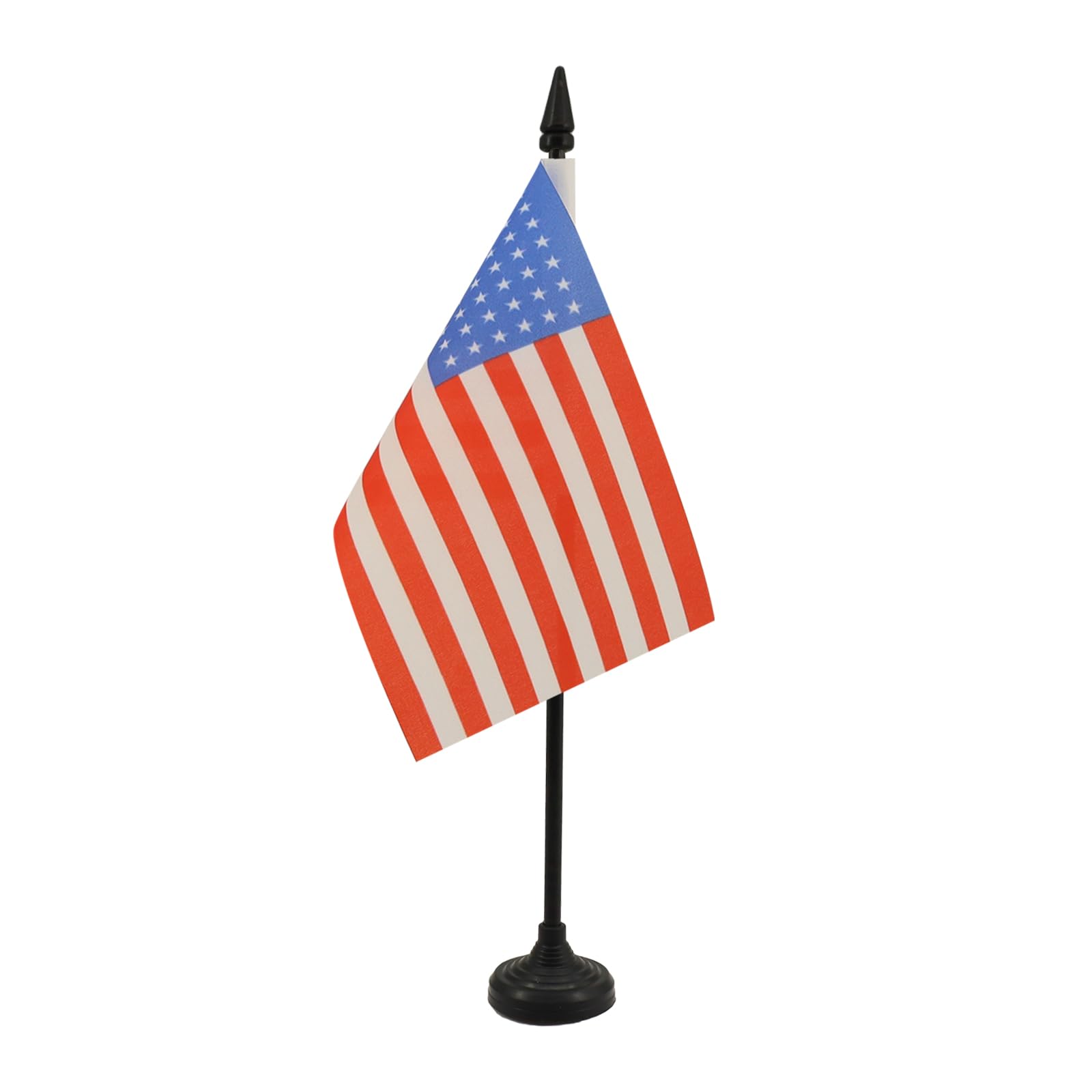 AZ FLAG - USA 48 stars Table Flag 4'' x 6'' - American Office Mini Banner 100% Polyester 15 x 10 cm - Mini Desk Flag with 10'' Pole and Black Plastic Base