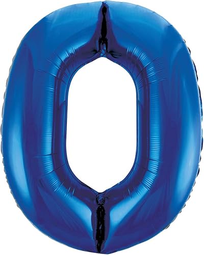 Unique Blue Number 0 Foil Balloon 86cm 1 Piece Birthday Party Centerpiece