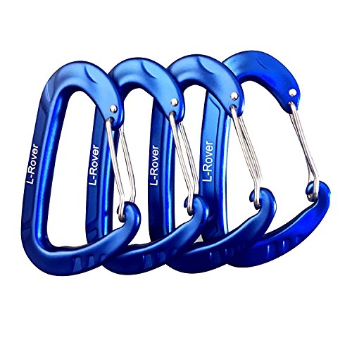 12KN Aluminium Wiregate Carabiners 4 Pack - Heavy Duty, 2,645-pound Rating for Hammocks, Rv,Fishing,locking dog leash and harness, Camping, photography, key chains,Hiking & Utility
