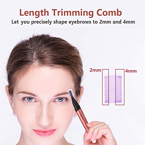 Women Eyebrow Precision Trimmer - Liberex Lady Facial Peach Fuzz Shaver Electric Razor Remover Kit for Brows Face Body, Painless Instant Hair Removal, Battery Operated