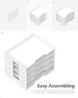 Lesfit Wooden Desk Organizer Tray 5-Tier Paper Tray White view 3