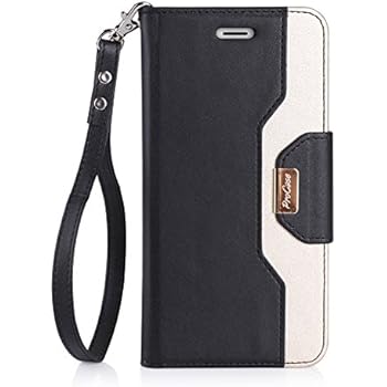 ProCase iPhone 8 iPhone 7 Wallet Case, Stylish Folio Flip Card Case Stand Cover for Apple iPhone 7 / iPhone 8, with Kickstand Card Holder -Black