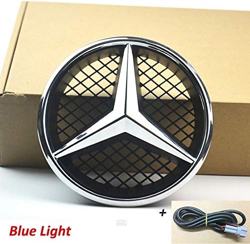 YiHee Car Front Center Grilled Emblem LED Illuminated Logo Badge Light Works with Mercedes Benz 2008-2013 C W204, 2006-2012 GLK W204, 2005-2010 W245 - White Light (Transparent Grid)