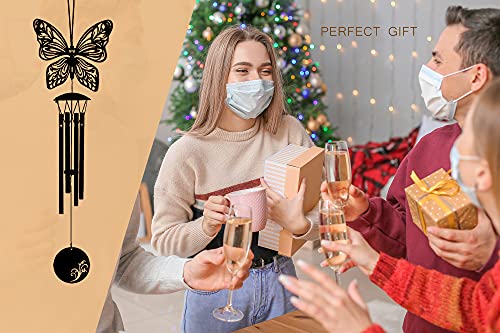 Small Wind Chimes for Outside Deep Tone 4 Tube Music Windchimes Outdoor Clearance Meditation Gifts for Patio Garden Yard Home Decor (Butterflies)