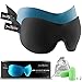 PrettyCare 3D Sleep Mask 2 Pack,Eye Mask for Side Sleeper 3D Contoured Sleeping Mask Blackout Out for Men- Blindfold Airplane with Ear Plugs, Night Masks with Travel Bag (Black&Blue)