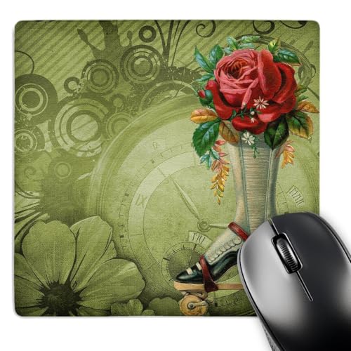 3dRose LLC 8 x 8 x 0.25 Inches Mouse Pad, Vintage Victorian Steampunk Roller Sk…