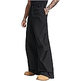 OYOANGLE Men's Straight Leg Dress Pants Zipper Fly Solid Casual Loose Long Trousers with Pocket Streetwear