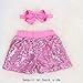Baby Girls Shorts Kids Sparkle Toddler Sequin Shorts Glitter on Both Sides Birthday Outfits Headband Pink 12 Months