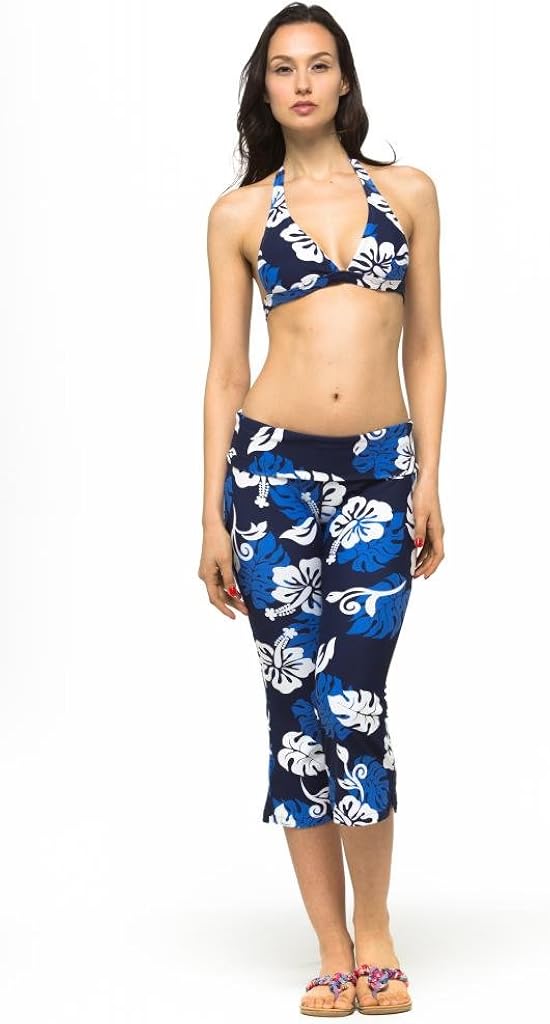 Private Island Women UPF 50+ Beach Capri Bootcut Pants Swimsuit Bathing Swim Rash Guard Bottom: Clothing