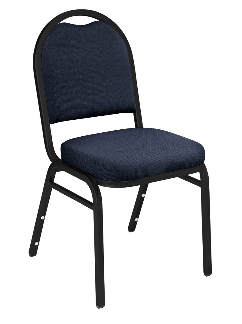 NPS 9254-BT Fabric Dome Back Stack Chair with Steel Black Sandtex Frame, 300-lb Capacity, 18" Length x 20" Width x 34" Height, Midnight Blue